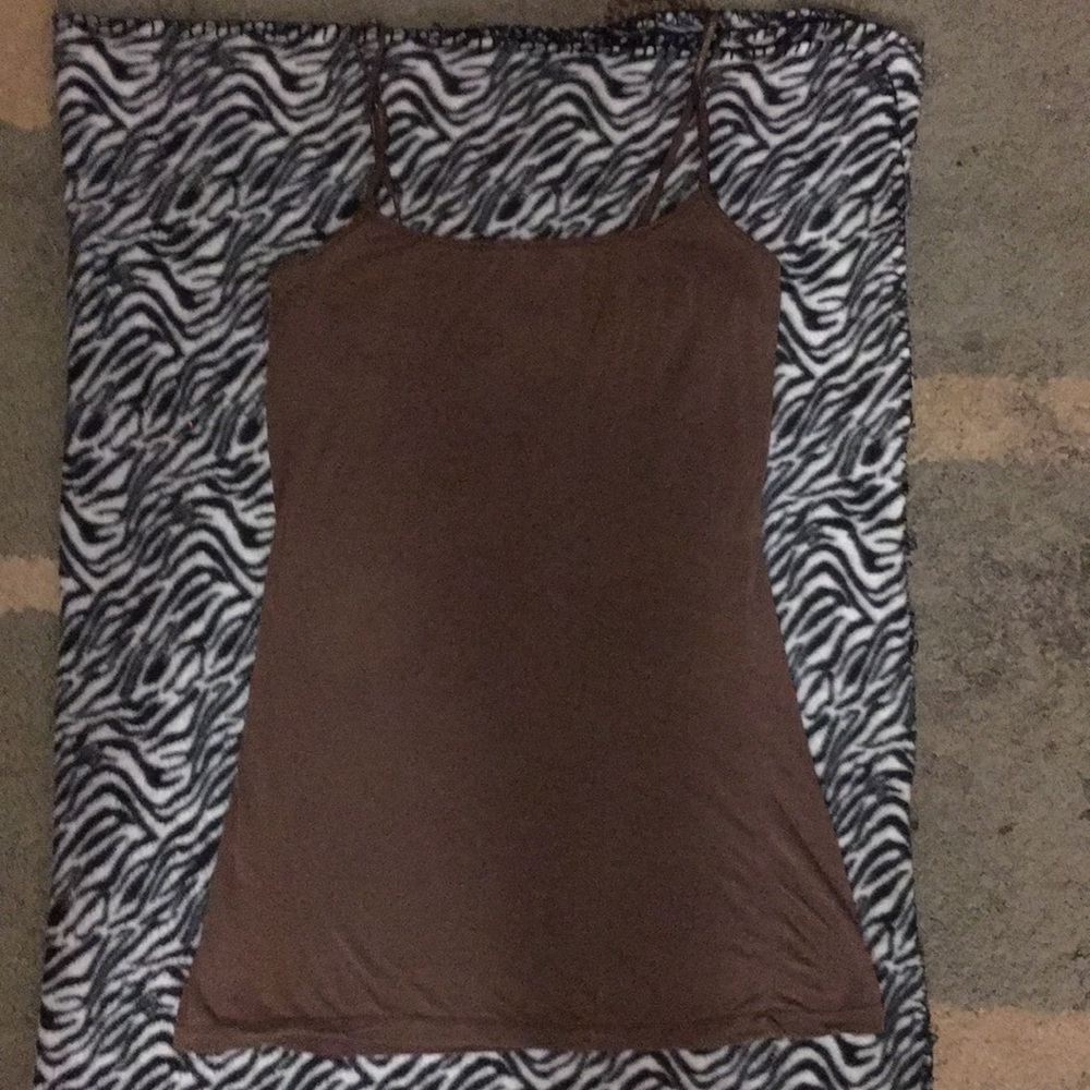 Size Medium brown camisole with built in bra. Stretchy with adjustable straps.